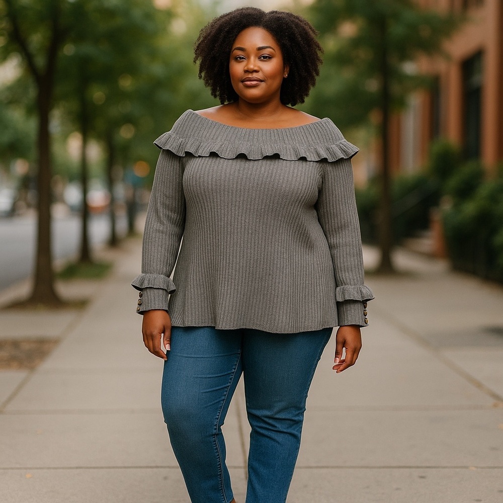 Lane Bryant Boat Neck Ruffle Sweater size 18/20‎